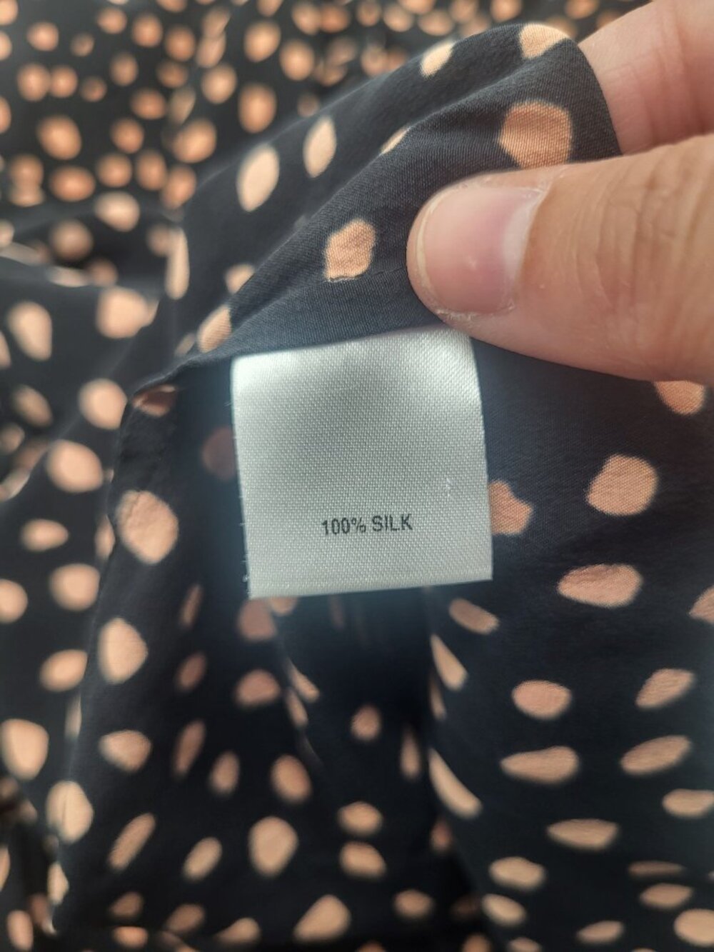 Tucker Classic Dress in Silk Crepe de Chine Ebony Dot Black SZ M - Picture 5 of 8